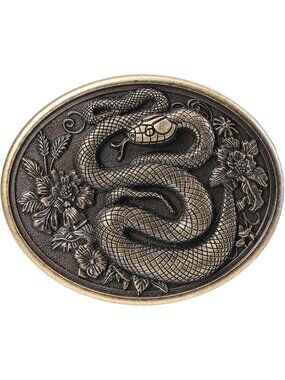 Men Bronze Snake Cowboy Belt Buckle Cross Prayer Horse Vintage Western